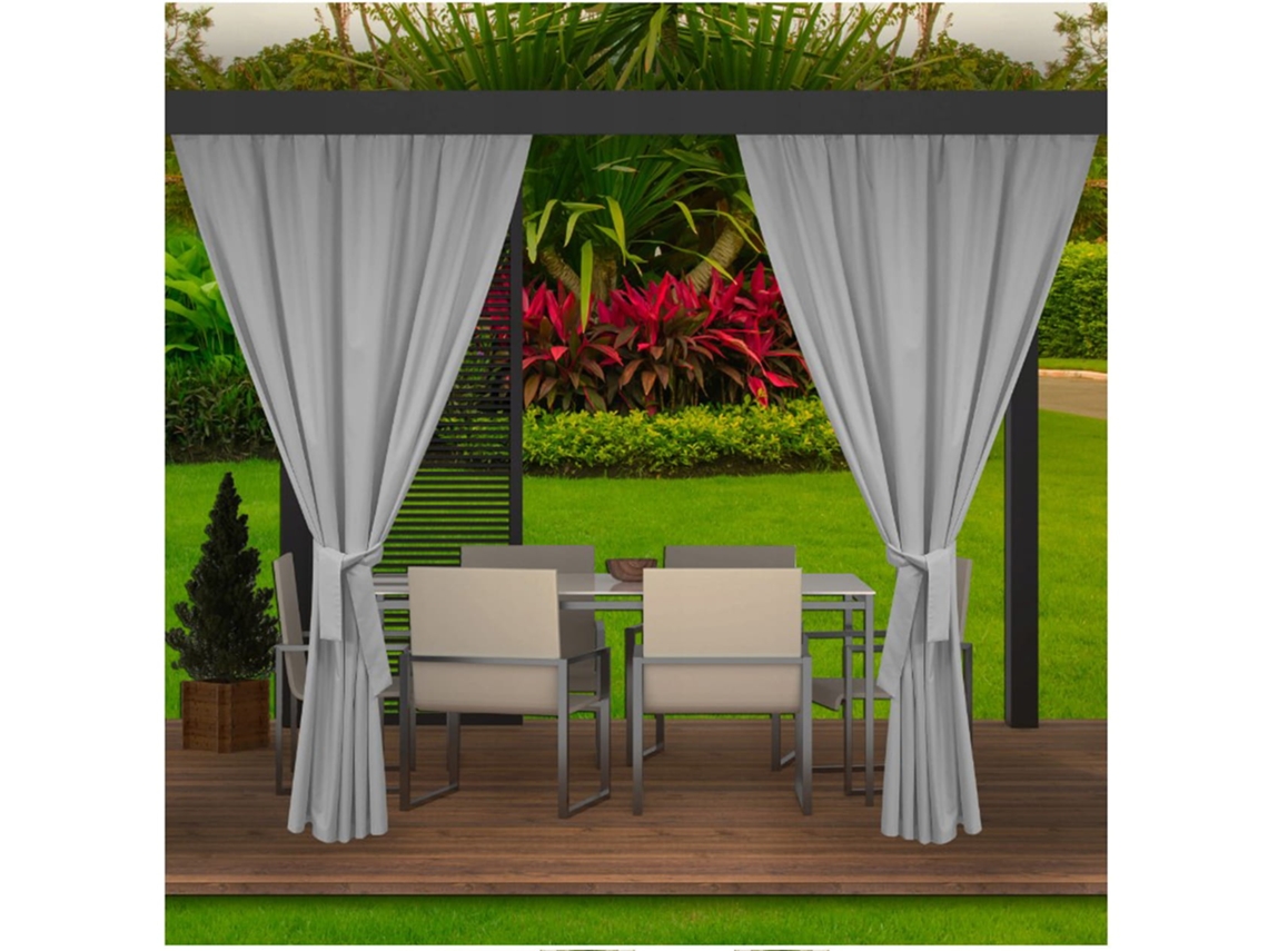 Cortinas Exterior 2x155x220cm Gris Cortina para Pérgola Impermeable Cortina exterior para terraza Cortina parasol para balcón