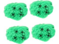 Decoración de Halloween Telaraña Verde Artificial con Arañas para Fiestas y Temas Espeluznantes Gokoco