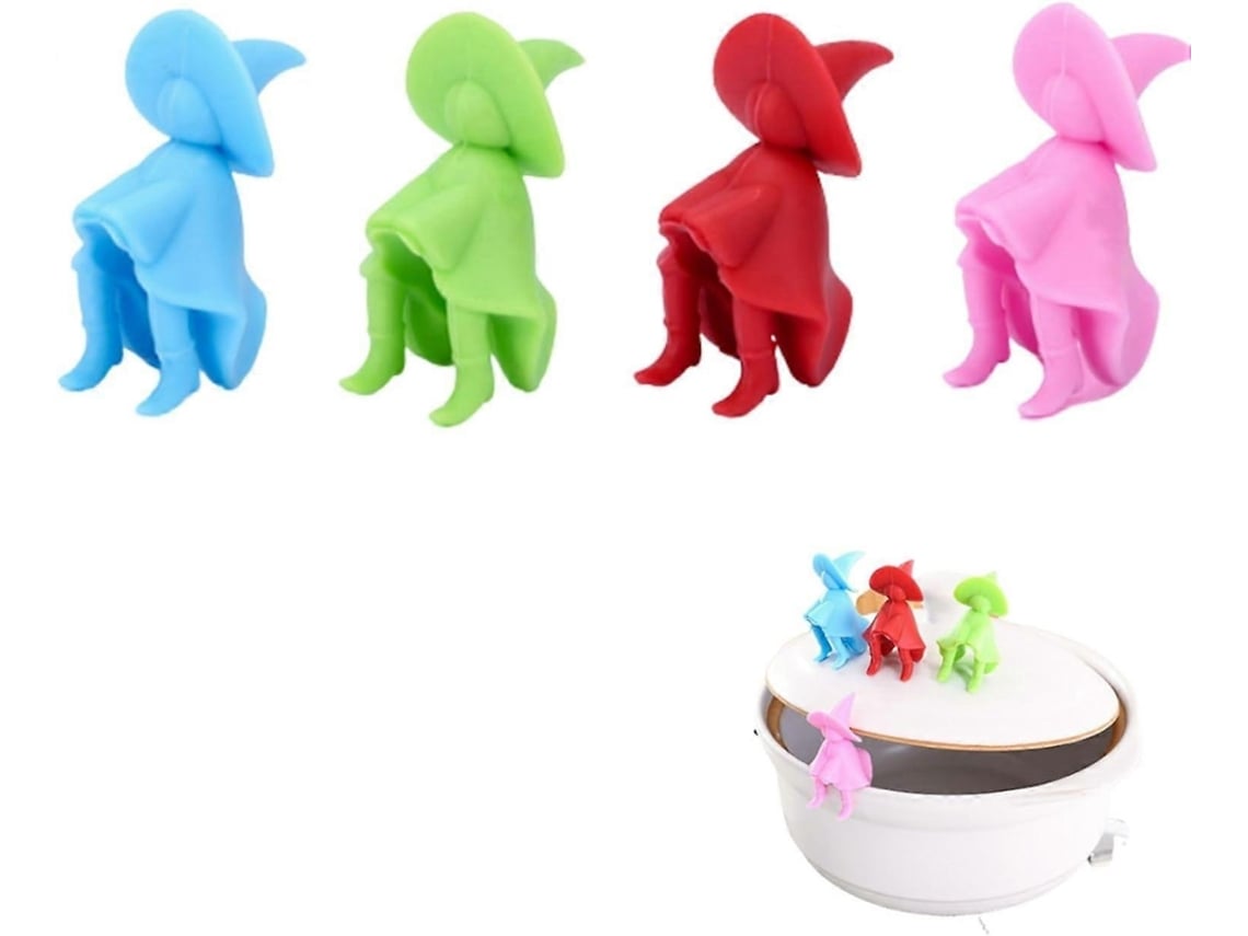 4 Piezas Elevador Tapa Olla Silicona Anti-derrame Evita Salpicaduras Libera Vapor Herramienta Cocina Decoración Accesorio Bonito