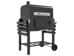 Parrilla ahumadora de carbón VISTA con compartimento ajustable y estantes laterales (124x66x112cm) negra