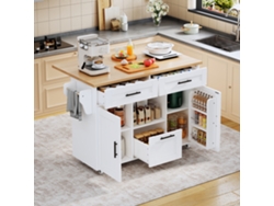 Carrito de cocina moderno de estilo nórdico con ruedas universales de 360°, estante de almacenamiento con cajones y toallero.