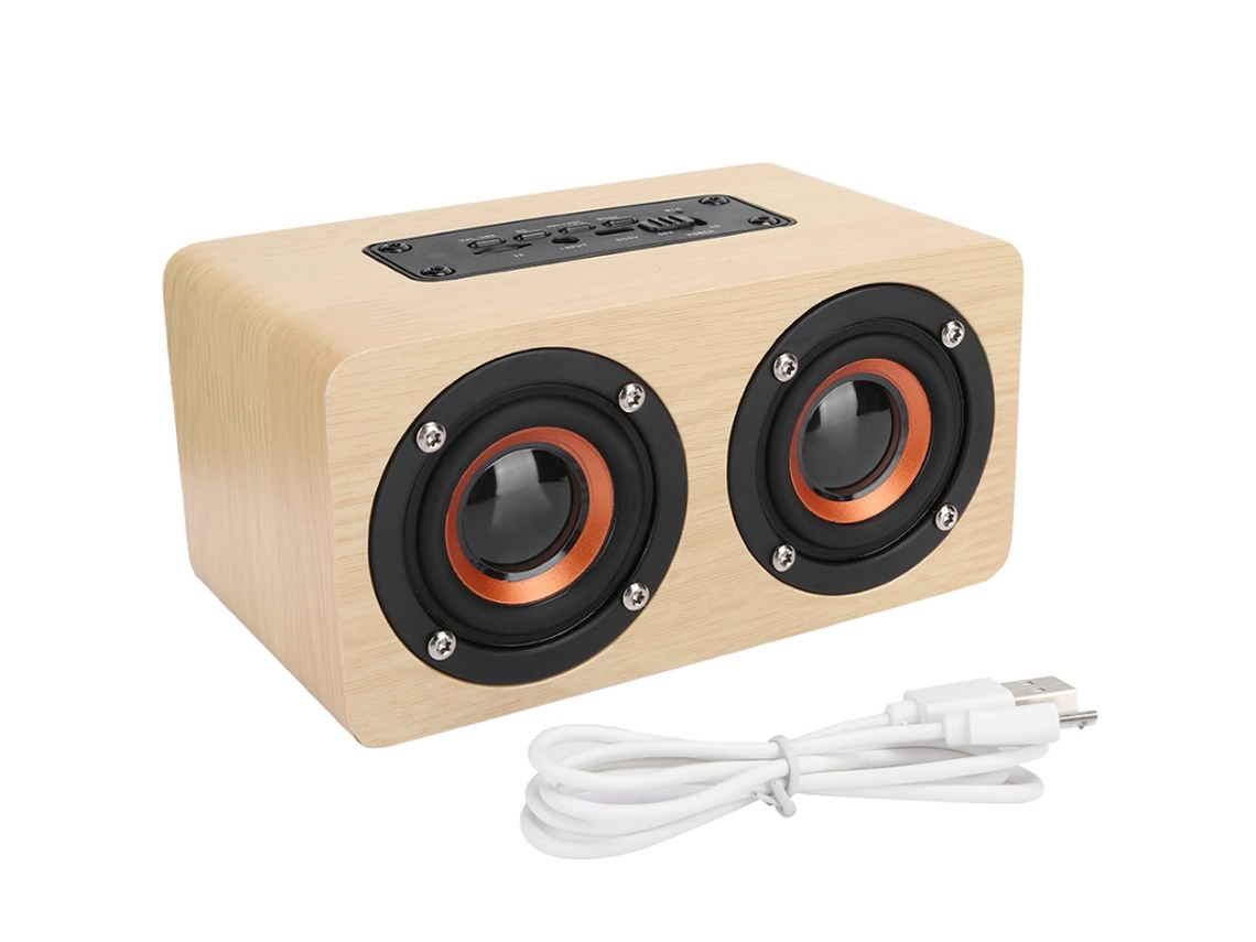 Altavoz Bluetooth inalámbrico de madera Reproductor de música de escritorio para computadora teléfono móvil (amarillo)