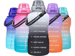 Botella de agua motivacional grande de 1 galón con asa de paracord y pajita extraíble, jarra deportiva de Chaberlu