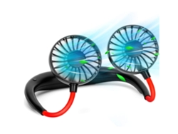Ventilador de cuello Yizhood de 2000 mAh, 3 velocidades, 360°, color negro