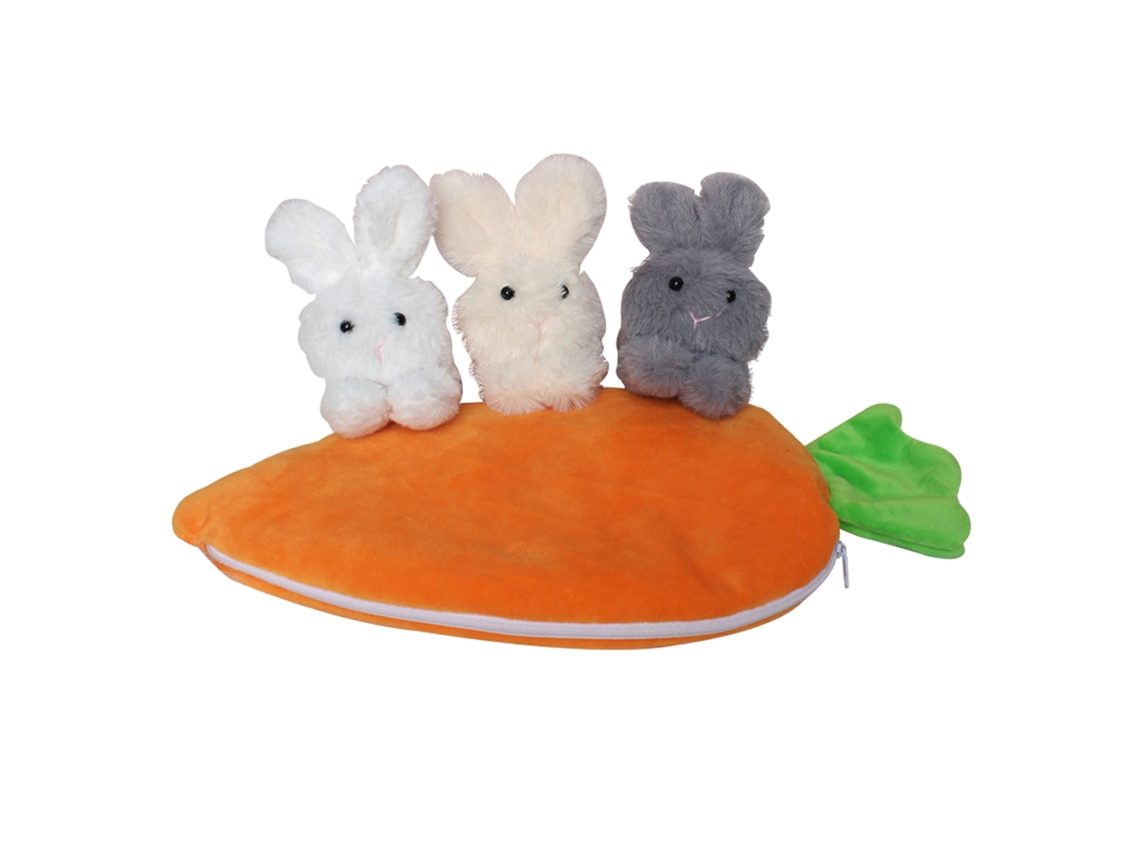 Conjunto De 3 Conejitos De Peluche De Dibujos Animados Con Bolsa De Zanahoria - Decoración Para El Hogar - Regalo De Cumpleaños