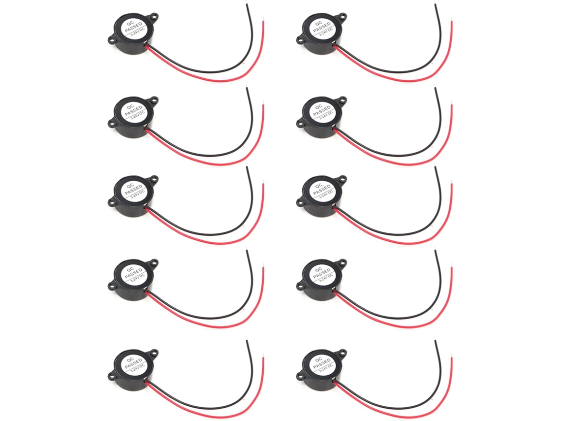 Juego De 10 Zumbadores Electrónicos Sfm-20b Dc3-24v Piezoeléctricos De Alarma 87db Con Cable Para Proyectos De Circuitos