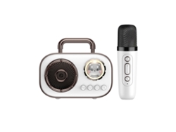 Máquina de karaoke, bonito altavoz Bluetooth con 1 micrófono, regalo para el Día del Niño (blanco)