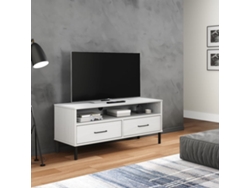 Mueble para TV | Mueble para TV | Mueble para TV con patas metálicas, pino macizo, blanco Oslo