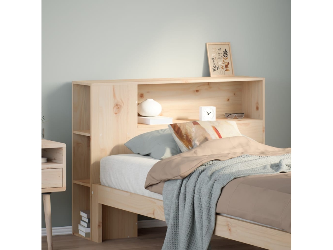 Cabecero De Cama Con Almacenaje Madera Maciza De Pino 90 Cm