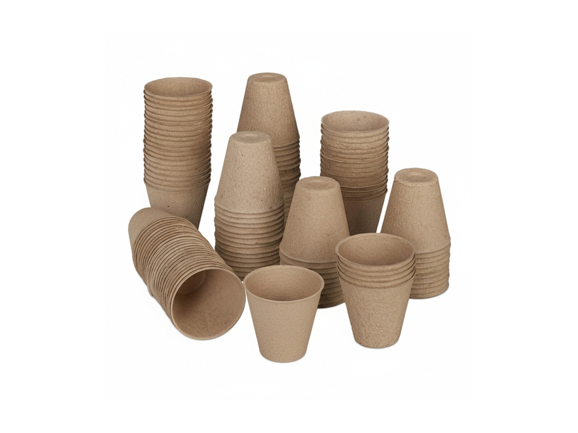 Vasos De Cultivo Relaxdays Em Conjunto De 120, Biodegradáveis, Celulose, Hxd: 7,5 X 8 Cm, Vasos Pequenos, Naturais
