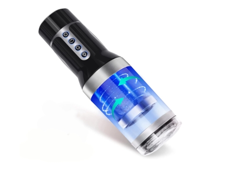 Copa Masturbadora Masculina Automática 3 Potentes Strokers de Coño de Bolsillo de Empuje Giratorio con 3 Voces Sexuales Negro BISBISOUS