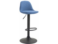 Taburete de bar de tela azul con estructura de metal negro, altura ajustable, patas de trompeta 10_0001048 Dcoshop26