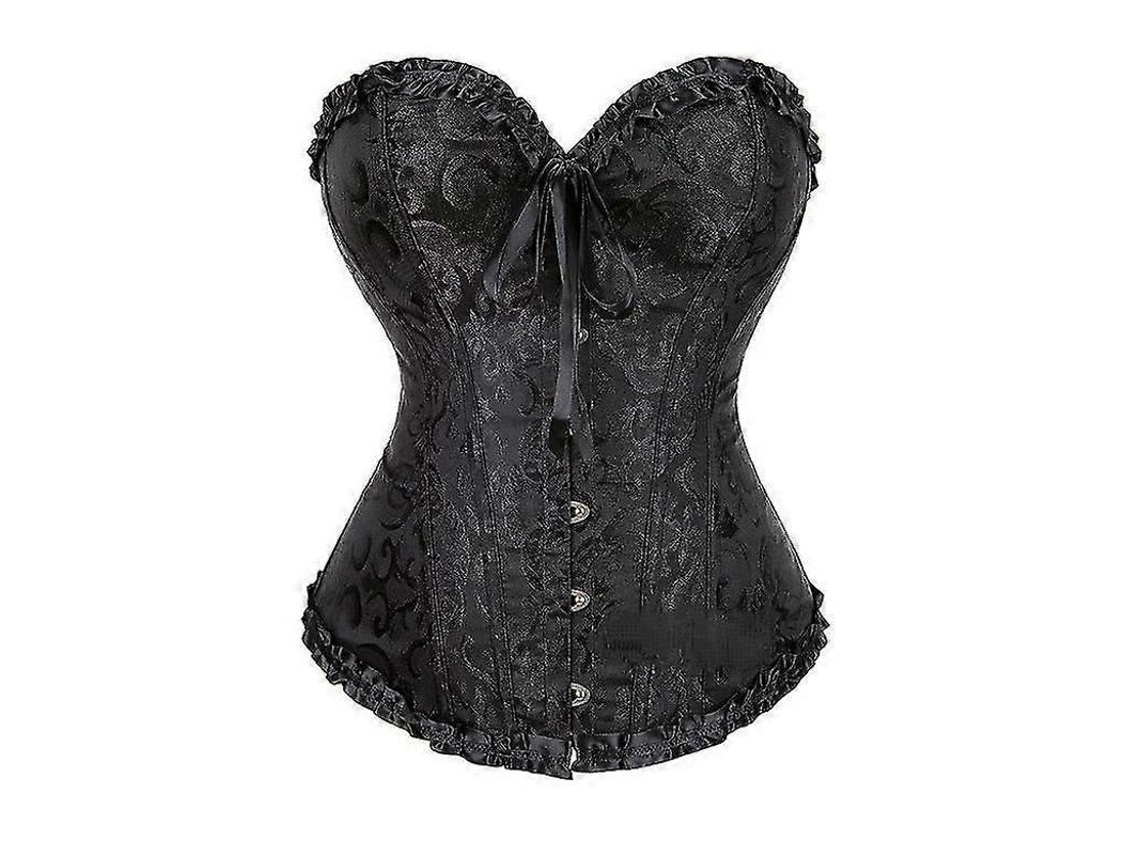 Corsé Negro Ajustado Sobre El Busto Para Mujer Con Ajuste De Cintura Y Soporte Para El Pecho.