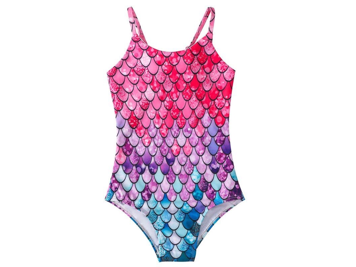 Traje de baño de una pieza Rebe Mermaid para niñas, disfraz de sirena infantil, talla 8-10 años, poliéster.