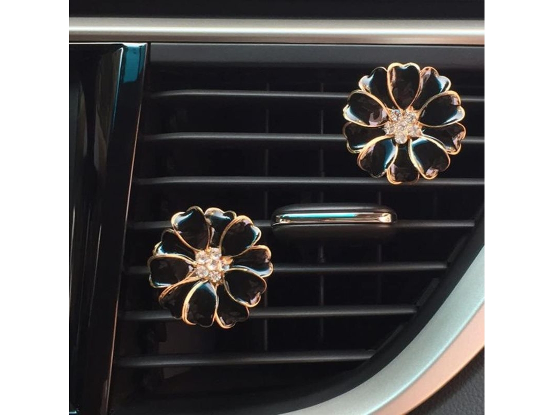 2026altiro-2 Piezas De Accesorios Para Coche: Ambientadores Con Forma De Flores De Margarita Y Diamantes De Imitación Para Interiores De Automóviles (rosa).