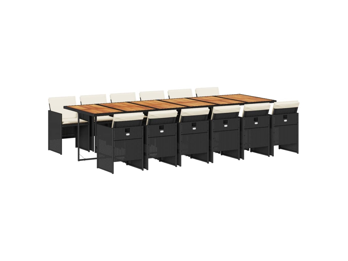 Maison Exclusive - Set Comedor De Jardín Con Cojines 13 Pzas Ratán Sintético Negro