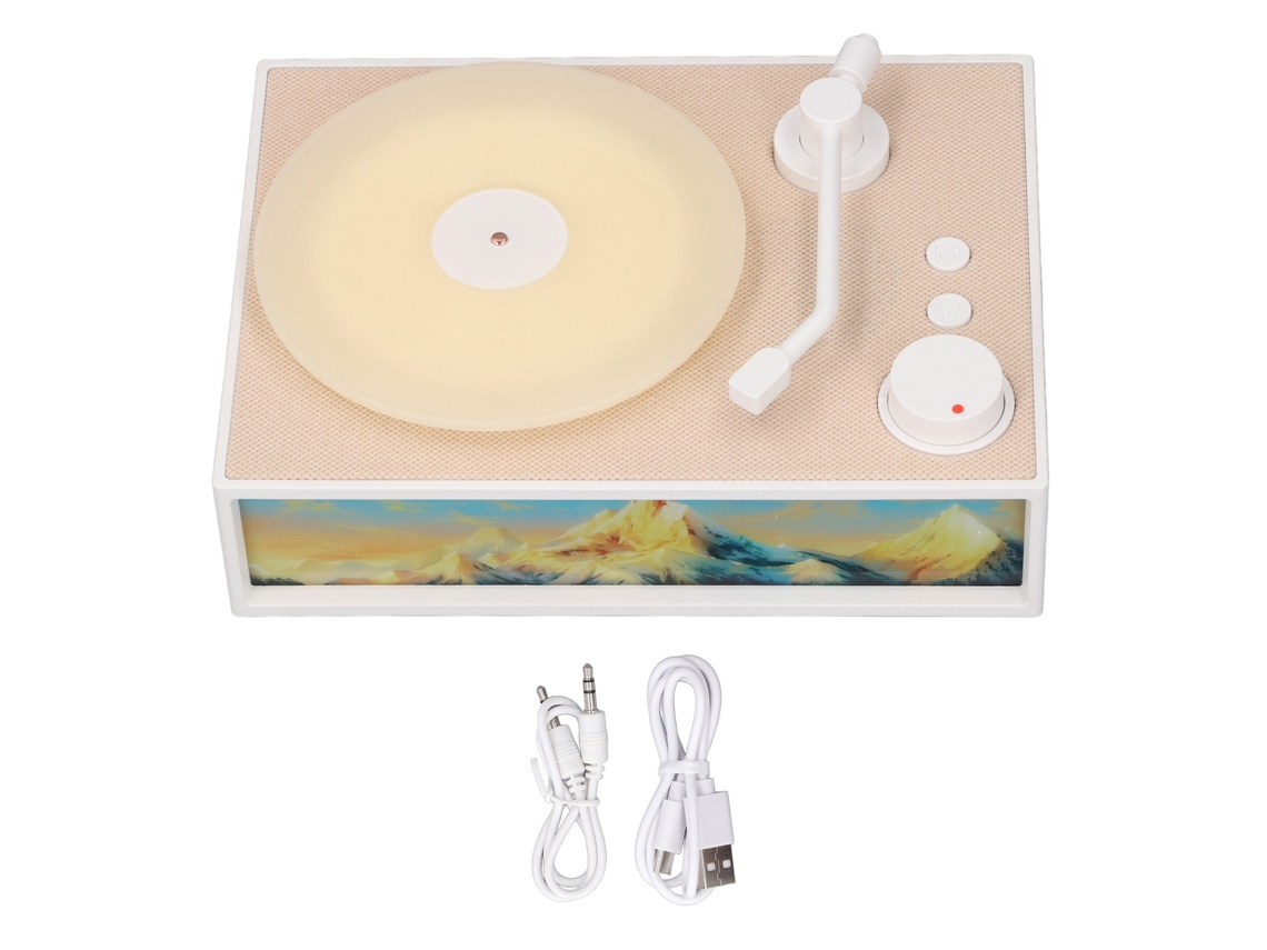 Altavoz Bluetooth Clásico De Estilo Retro Con Luz Ambiental, Luz Nocturna, Compatible Con Tarjeta De 32 Gb, Color Blanco.