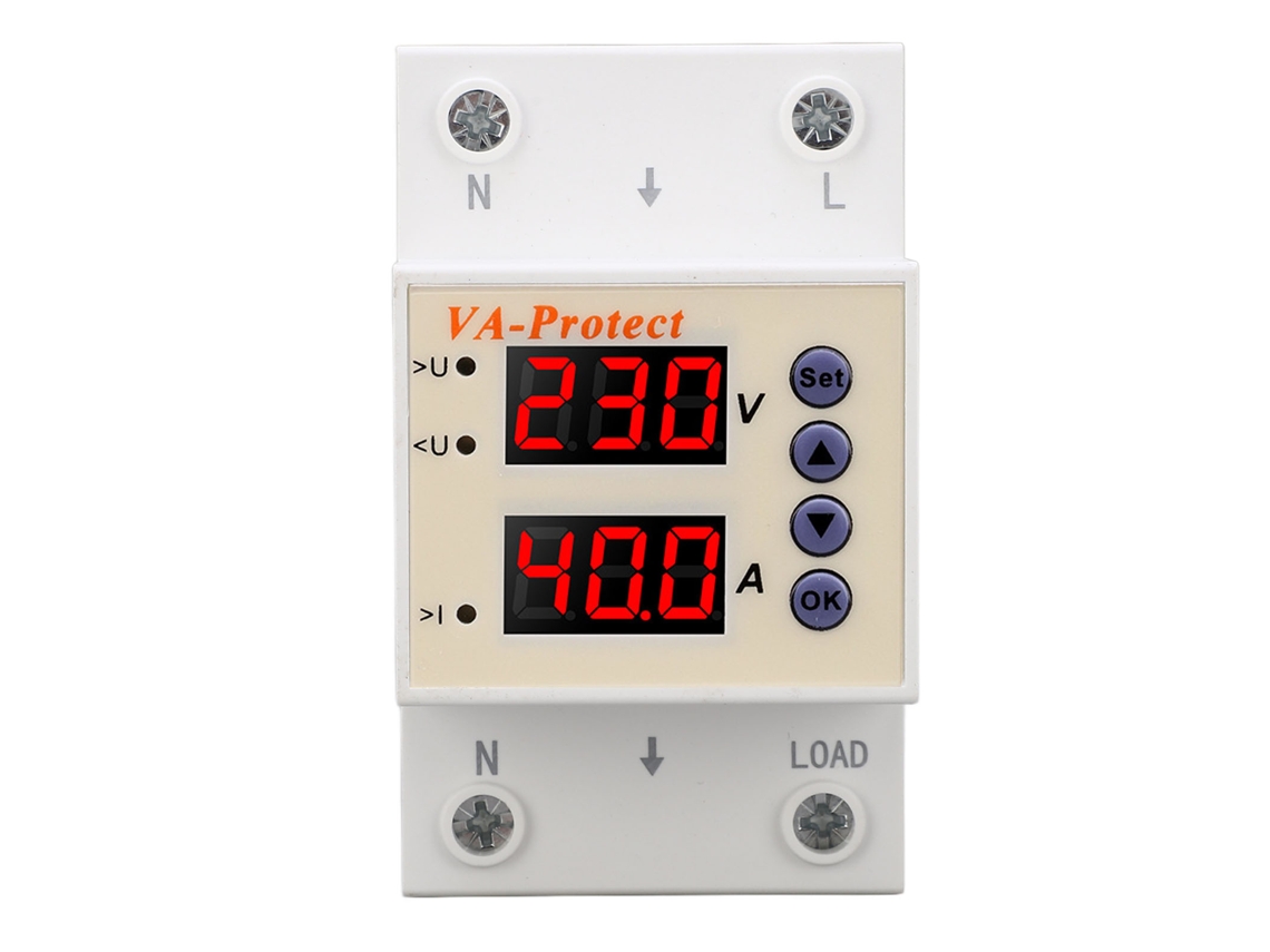 Protector De Sobretensión/subtensión Ajustable De 40 A Con Recuperación Automática Para Uso Doméstico Con Pantalla Digital.