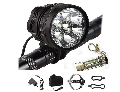 Luz de seguridad VEANXIN 3 modos de luz 6* Pilas 18650 incluidas cargador Mini linterna portátil (Negro)