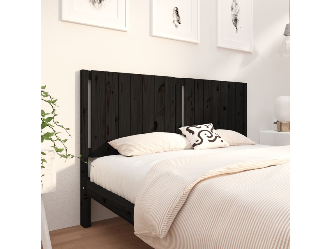 Cabecero De Cama Madera Maciza De Pino Negro 165,5x4x100 Cm