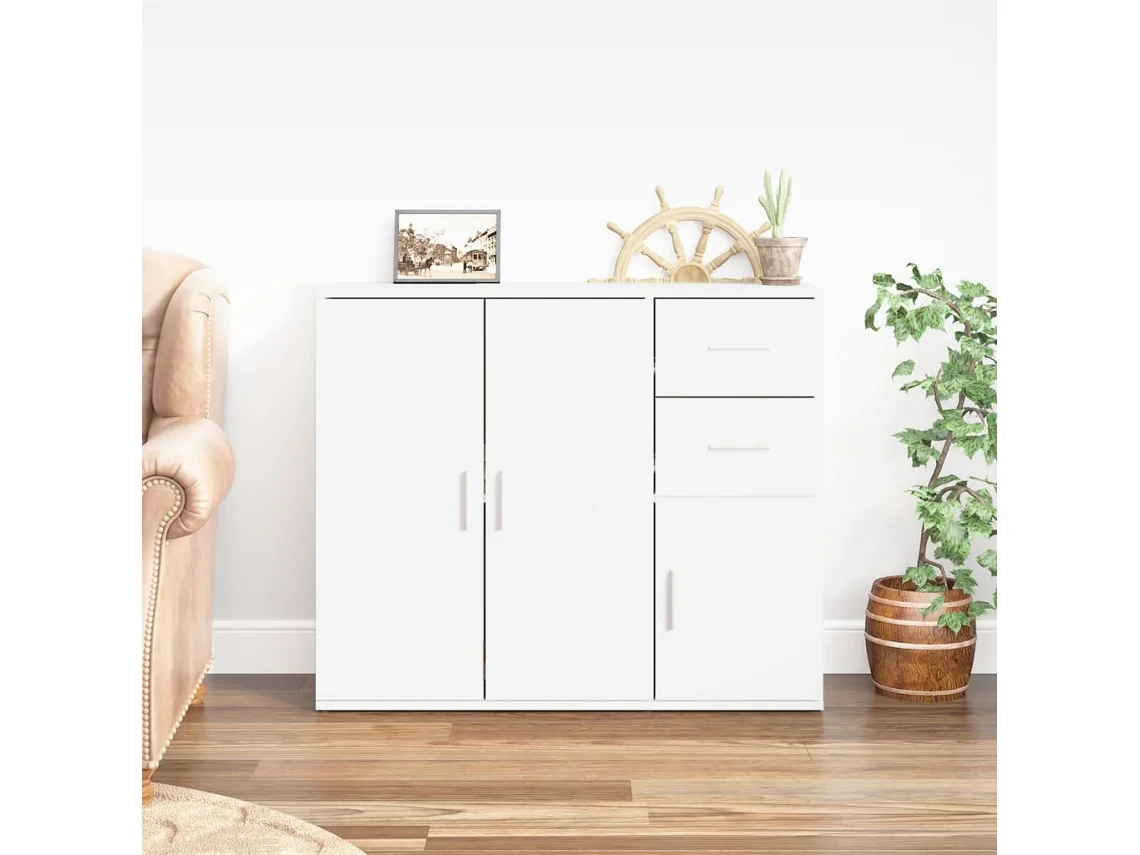 Aparador De Madera Contrachapada Blanco 91x29,5x75 Cm