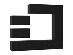 Juego de muebles para TV de 8 piezas, acabado en roble negro