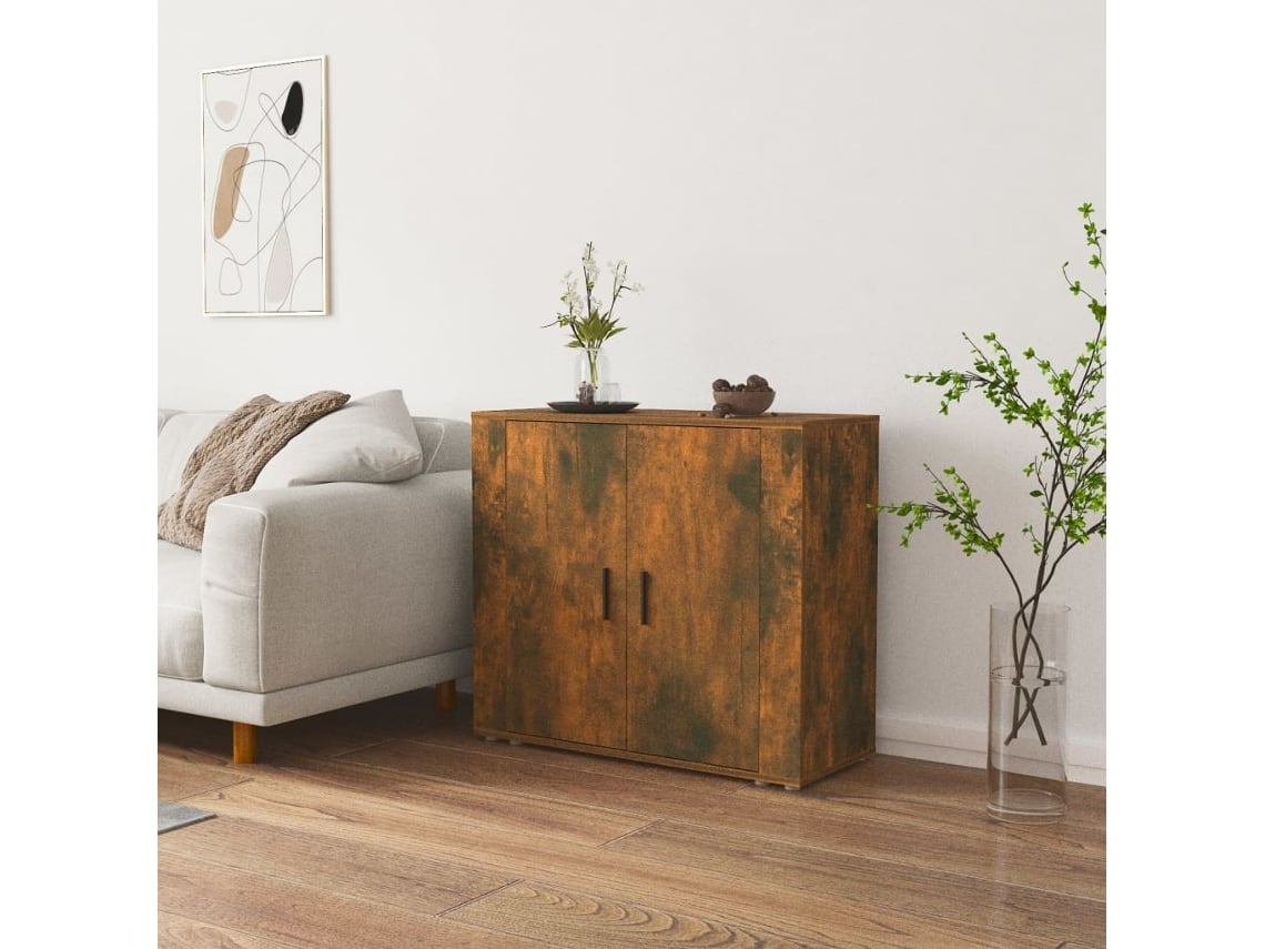 Aparador Madera Contrachapada Color Roble Ahumado 80x33x70 Cm