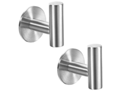 Set De 2 Ganchos Adhesivos De Acero Inoxidable Plateado 5cm Resistente Para Baño Cocina Dormitorio 5kg