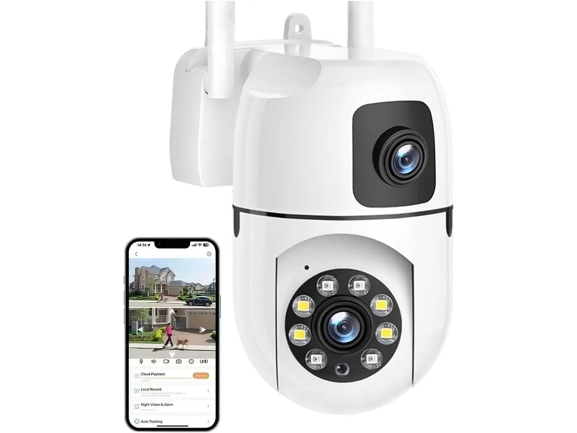 Cámara Ip De Doble Lente De 4 Mp, Wi-fi, Inalámbrica, Protección De Seguridad.