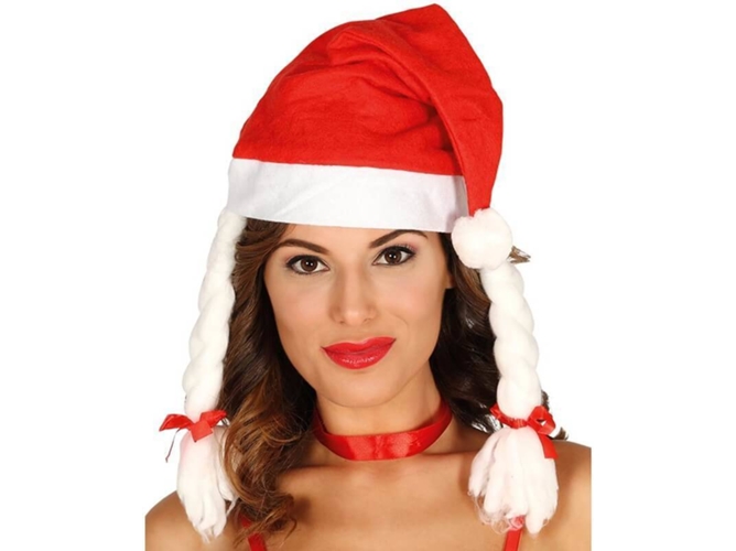 Sombrero DISFRAZZES Gorro De Mamá Noel Con Trenzas Adulto (Talla: Talla Universal)