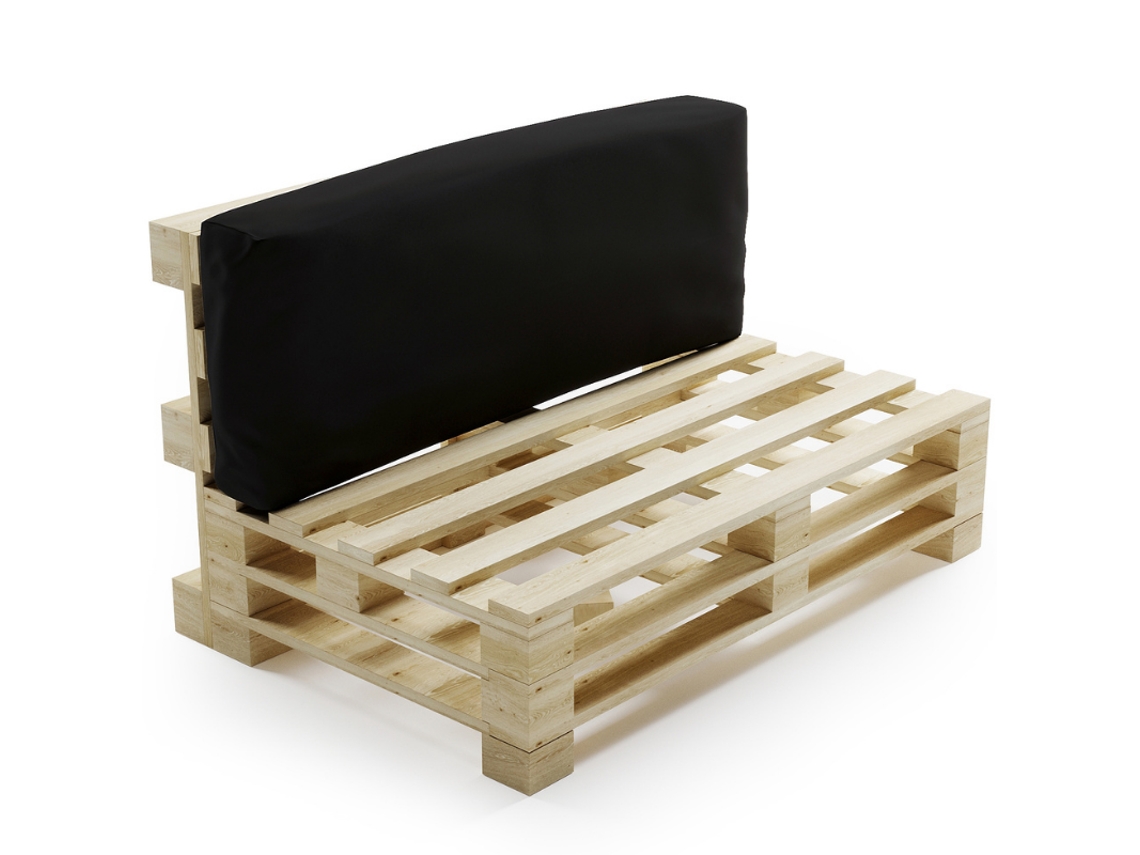 Cojín Asiento Desenfundable para Palés de Poliéster Bananair 120x40 cm Negro