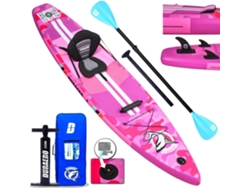 Tabla de paddle surf hinchable, asiento de kayak, 330 x 76 x 15 cm, capacidad de carga hasta 150 kg, accesorios completos, color rosa Duraero