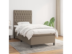 Cama Box Spring Con Colchón Tela Gris Taupe 90x200 Cm