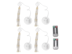 4 luces LED de fuegos artificiales, luz cálida, control remoto, IP65, impermeables, alimentadas por batería, cadena de luces Starburst para tienda de campaña y patio.