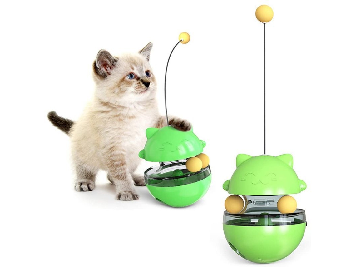 Dispensador De Comida Para Gatos Toy Tumbler Interactivo Con Función De Alimentación Verde