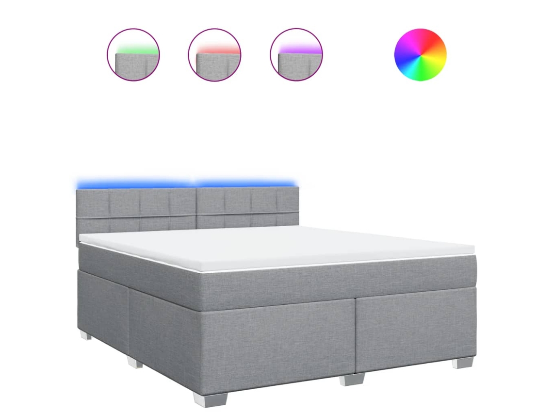 Maison Exclusive - Cama Box Spring Con Colchón Tela Gris Claro 180x200 Cm