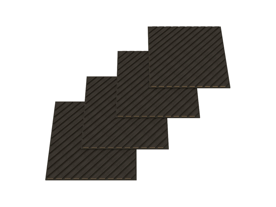 Conjunto de 16 paneles acústicos Vang 3D, 5,76 m², lamas diagonales - Neu.holz Roble Gris