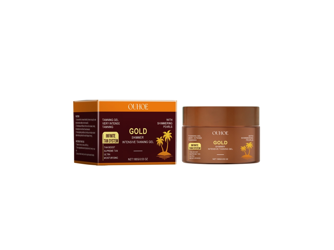 Gel autobronceador con brillo dorado