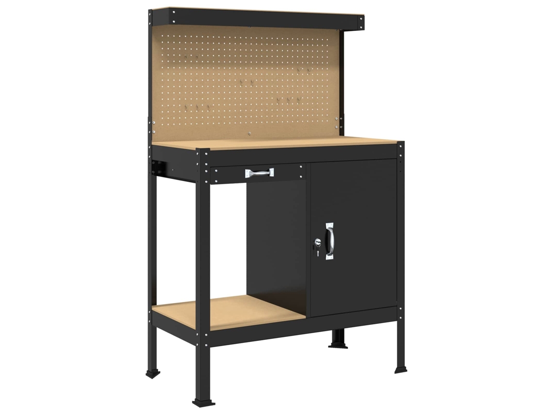 Banco de trabajo negro 90x49x141 cm Madera procesada MAISON EXCLUSIVE