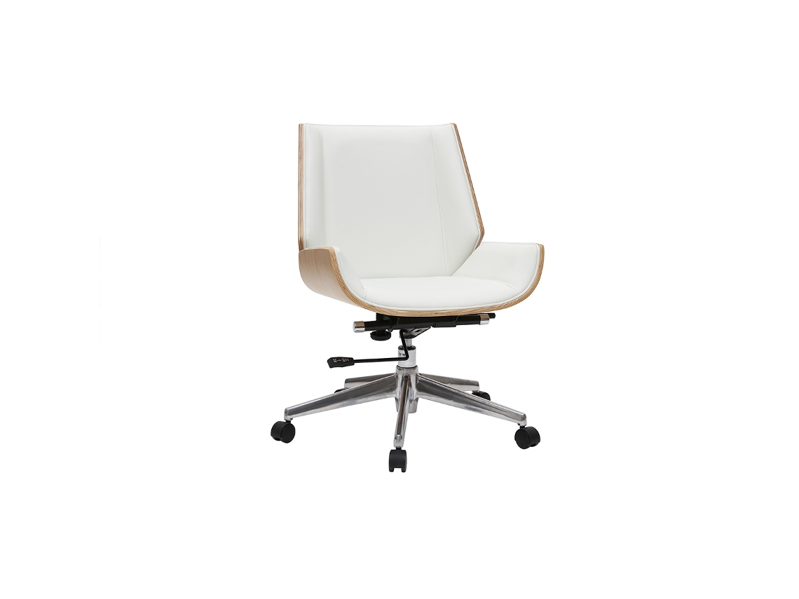 Silla de Escritorio Madera Clara Y Blanca Curved MILIBOO