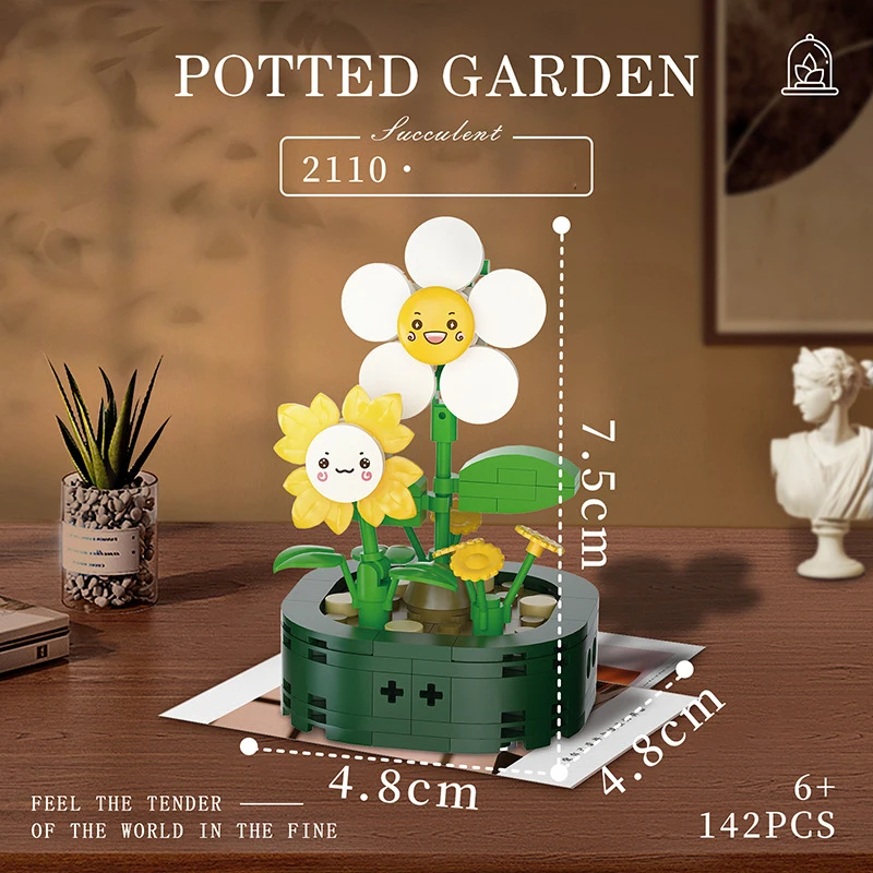 Bloques De Construcción De Jardín En Miniatura (blancos) Para Escritorios De Oficina, Plantas En Maceta, Juguetes Educativos Y Regalos.
