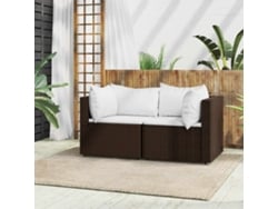 Sofás de esquina para jardín con 2 cojines de mimbre sintético marrón, Dkd Home Decor