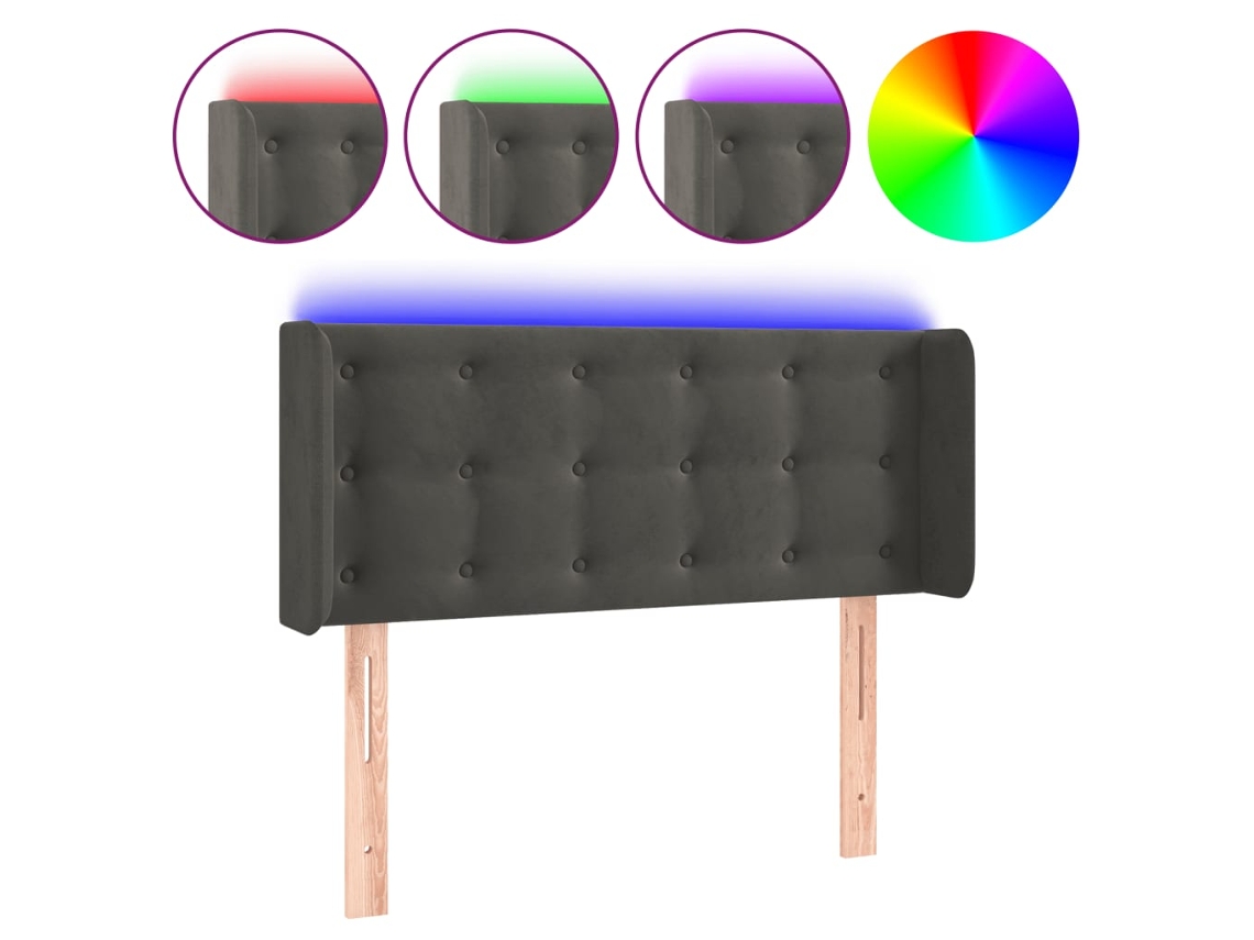 Maison Exclusive - Cabecero Con Led De Terciopelo Gris Oscuro 83x16x78/88 Cm