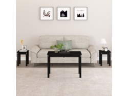 Mesas Apilables 3 Piezas Madera Maciza De Pino Negro
