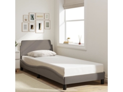 Estructura De Cama Con Cabecero Sin Colchón Tela Taupe 90x190cm