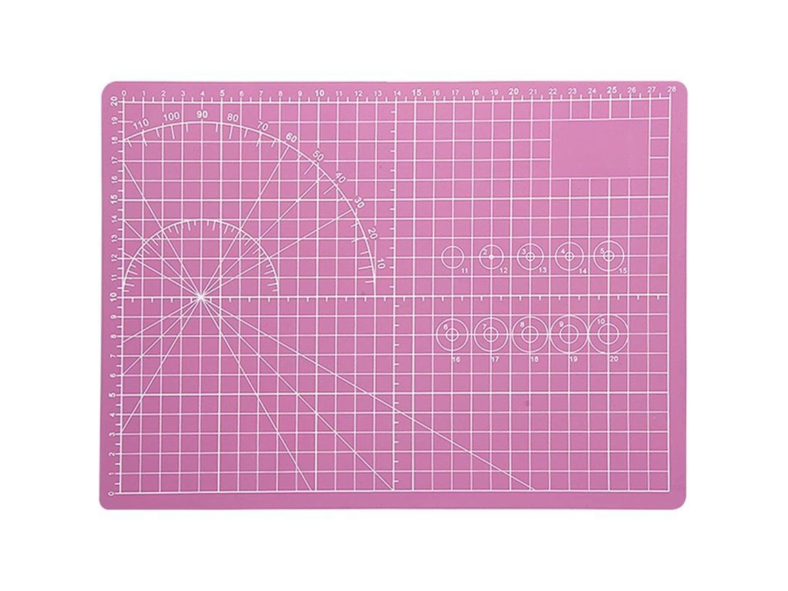 Tapete De Corte Rosa Autorreparable Para Costura, Patchwork Y Manualidades Con Líneas De Cuadrícula.
