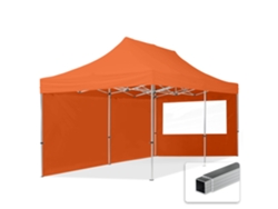 Carpa plegable de 3 x 6 m, económica, de aluminio de 32 mm, laterales con ventanas panorámicas, color naranja