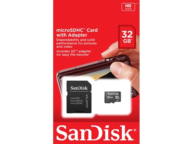 Tarjeta de memoria Micro SD SANDISK 32GB + Adaptador SD