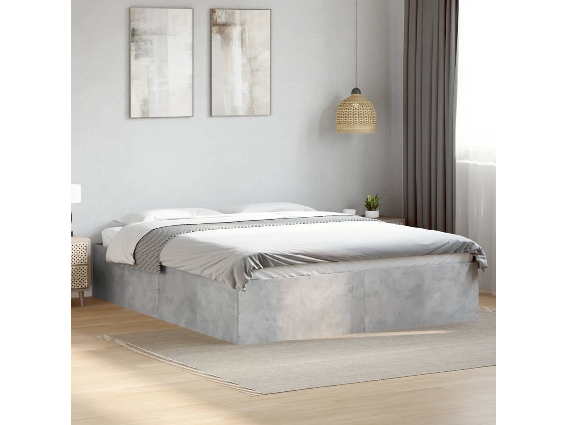 Estructura De Cama Madera De Ingeniería Gris Hormigón 150x200cm