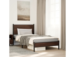 Estructura De Cama Sin Colchón Metal Marrón Roble 100x190 Cm